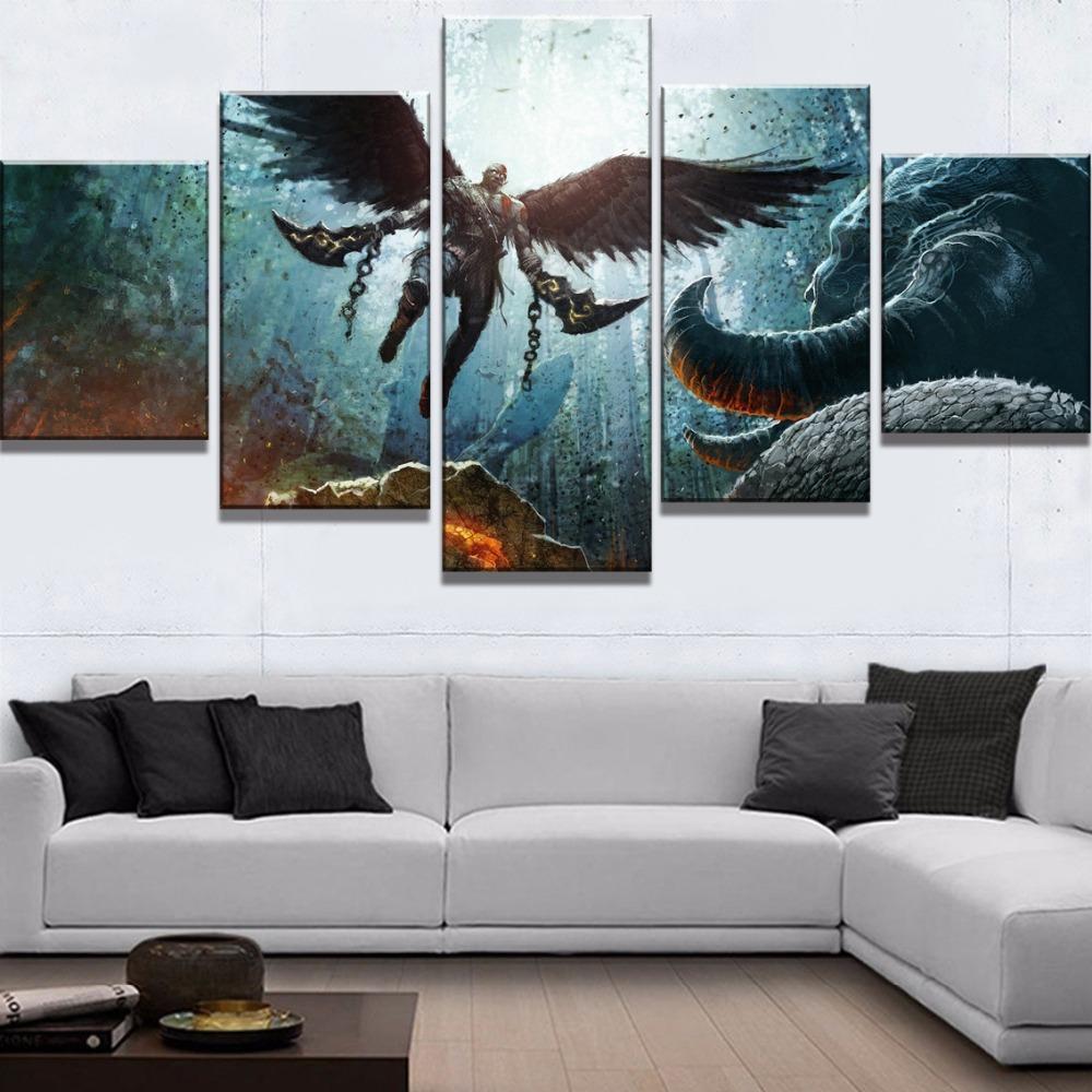 God Of War Kratos Wings Gaming Canvas War Art