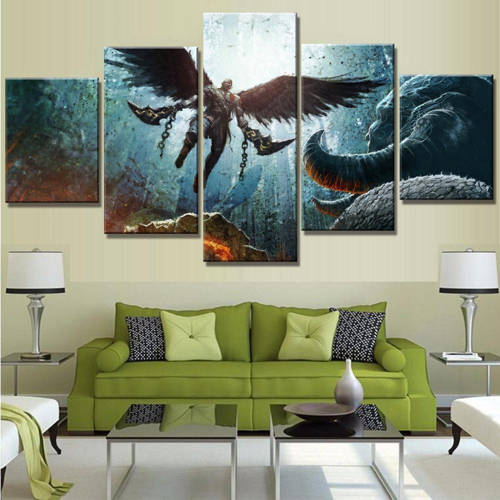 God Of War Kratos Wings Gaming Canvas War Art