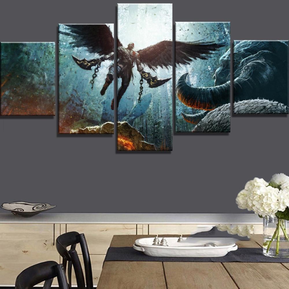 God Of War Kratos Wings Gaming Canvas War Art