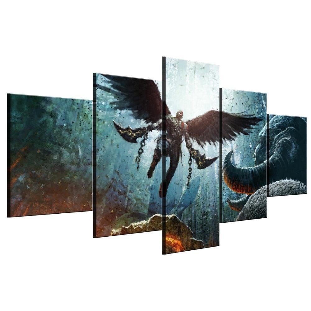God Of War Kratos Wings Gaming Canvas War Art