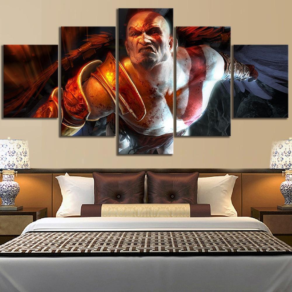 God Of War Kratos Flying Gaming Canvas Wall Art