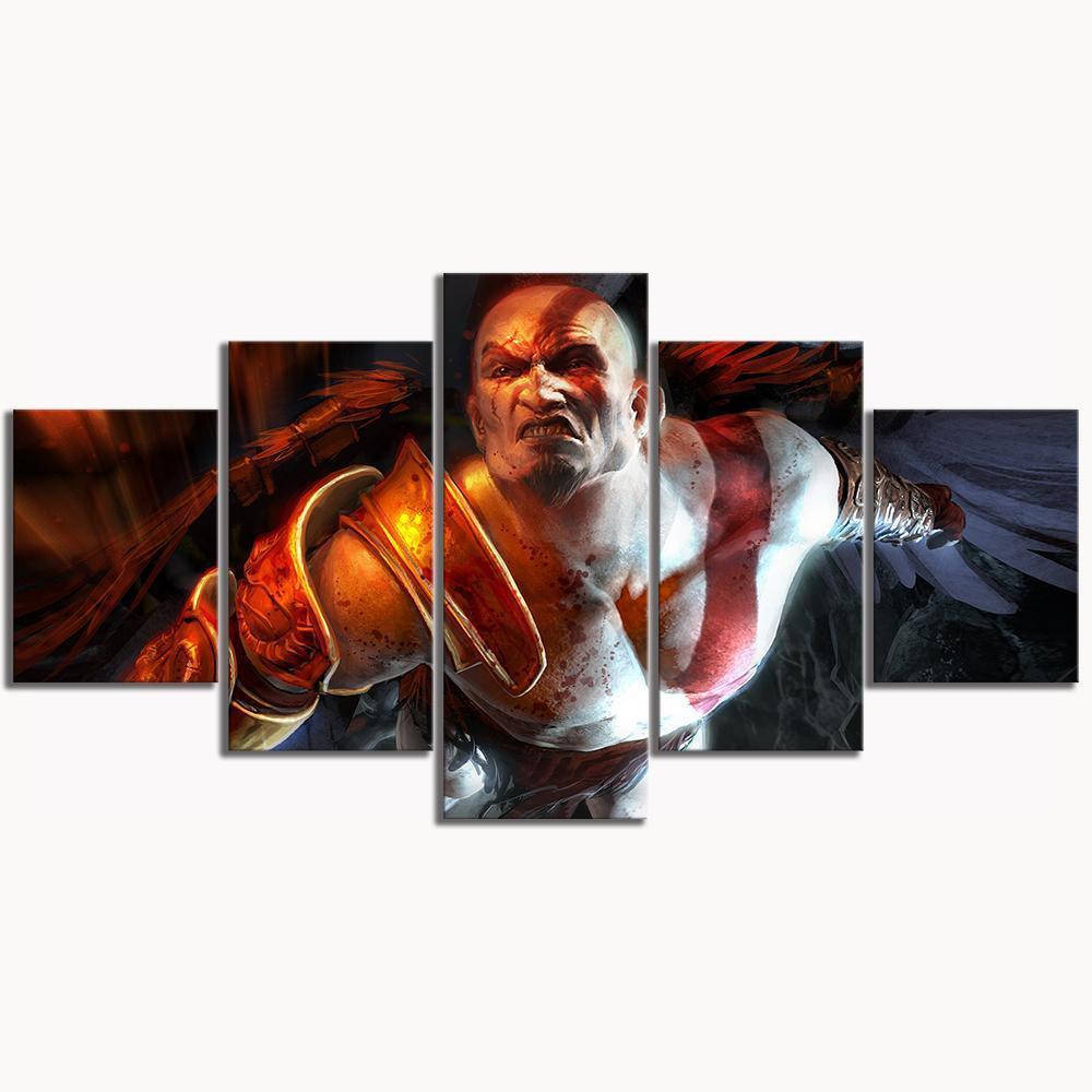 God Of War Kratos Flying Gaming Canvas Wall Art