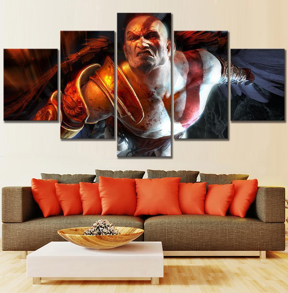 God Of War Kratos Flying Gaming Canvas Wall Art