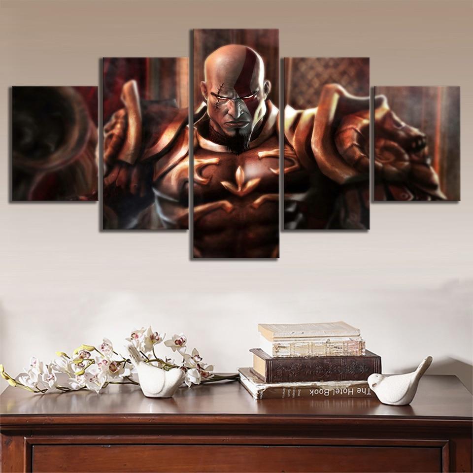God Of War Kratos Wearing Armor Gaming Canvas Wall Art