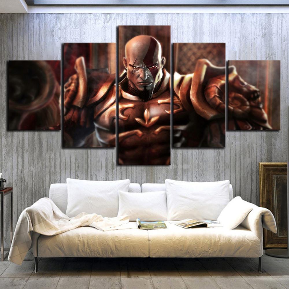God Of War Kratos Wearing Armor Gaming Canvas Wall Art