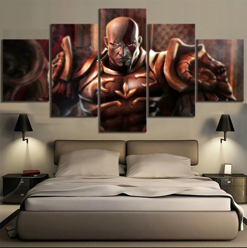 God Of War Kratos Wearing Armor Gaming Canvas Wall Art