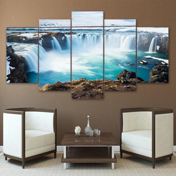 Godafoss Waterfall Nature Canvas Wall Art