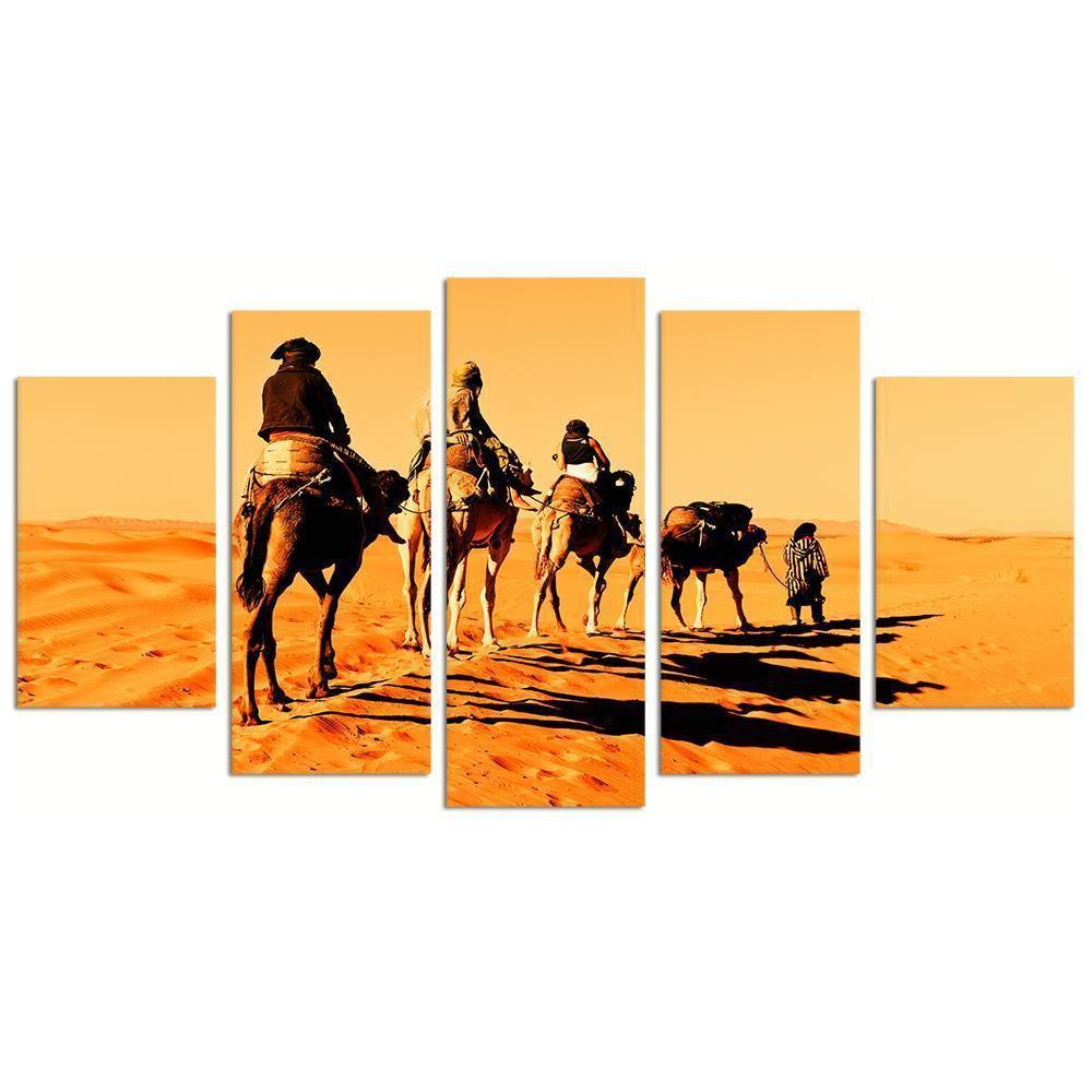 Going Through The Sand Dunes In The Sahara Desert Nature Canvas Wall Art