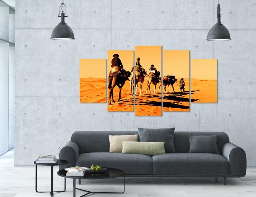 Going Through The Sand Dunes In The Sahara Desert Nature Canvas Wall Art