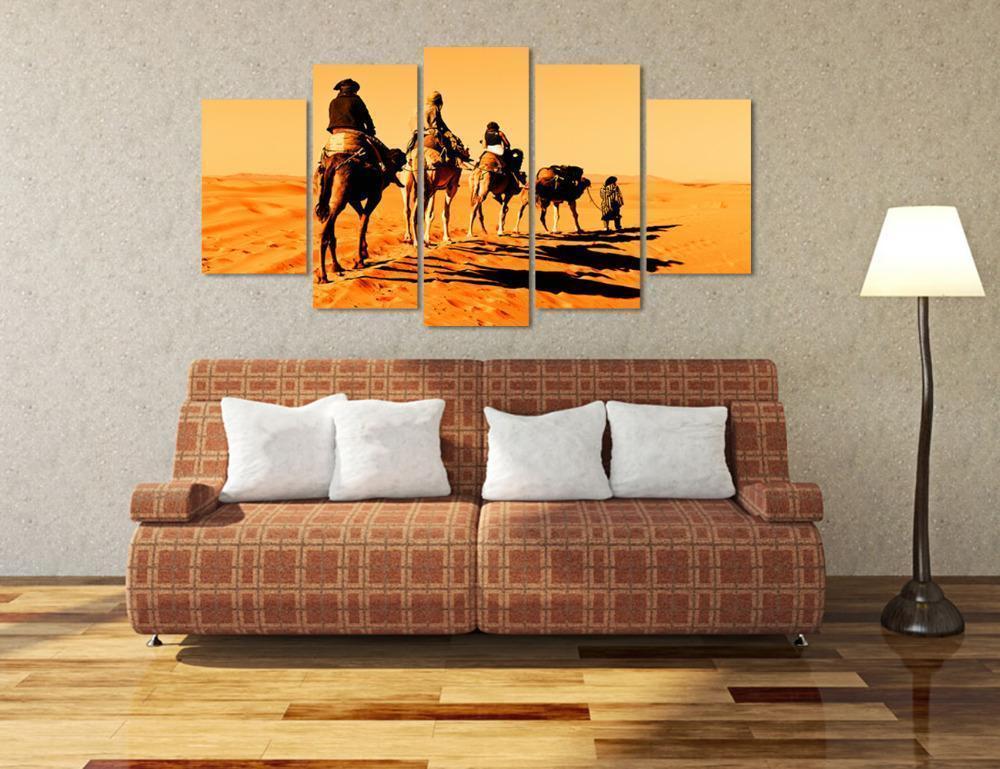 Going Through The Sand Dunes In The Sahara Desert Nature Canvas Wall Art