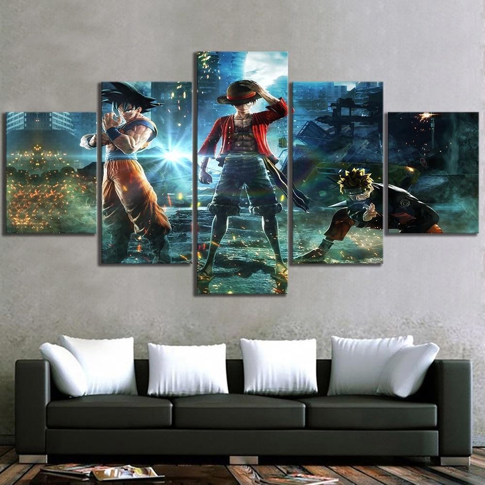 Goku And Naruto And Luffy Anime Canvas Wall Art