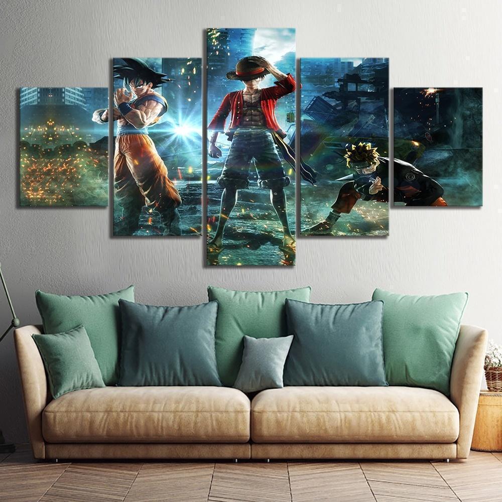 Goku And Naruto And Luffy Anime Canvas Wall Art