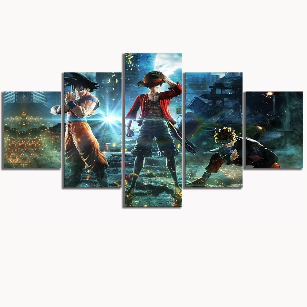 Goku And Naruto And Luffy Anime Canvas Wall Art