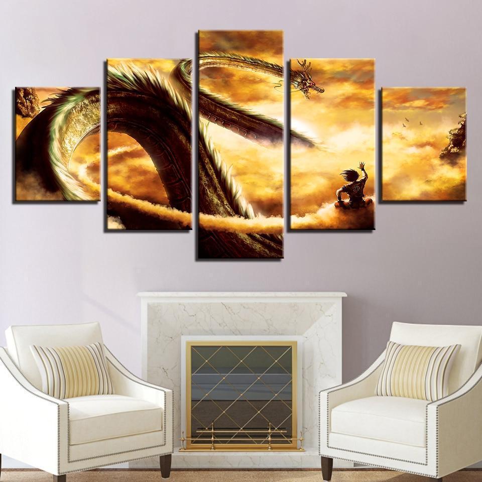 Goku &amp;amp; Shenlong God Dragon Balls Anime Canvas Wall Art