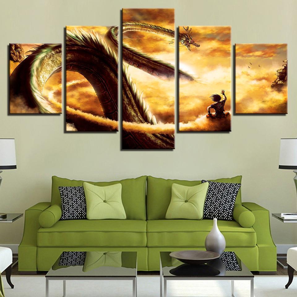 Goku &amp;amp; Shenlong God Dragon Balls Anime Canvas Wall Art