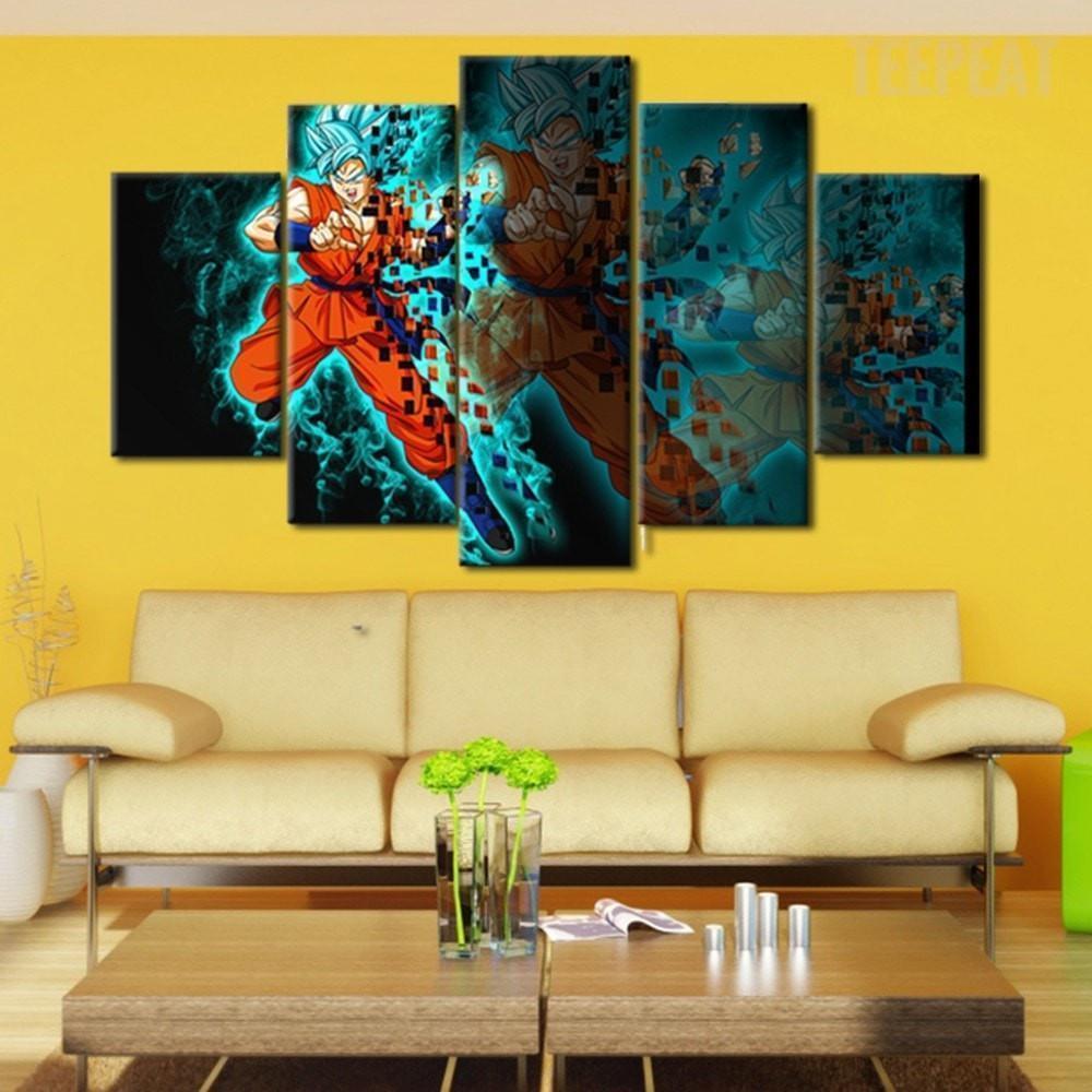 Goku Super Saiyan God Anime Canvas Wall Art