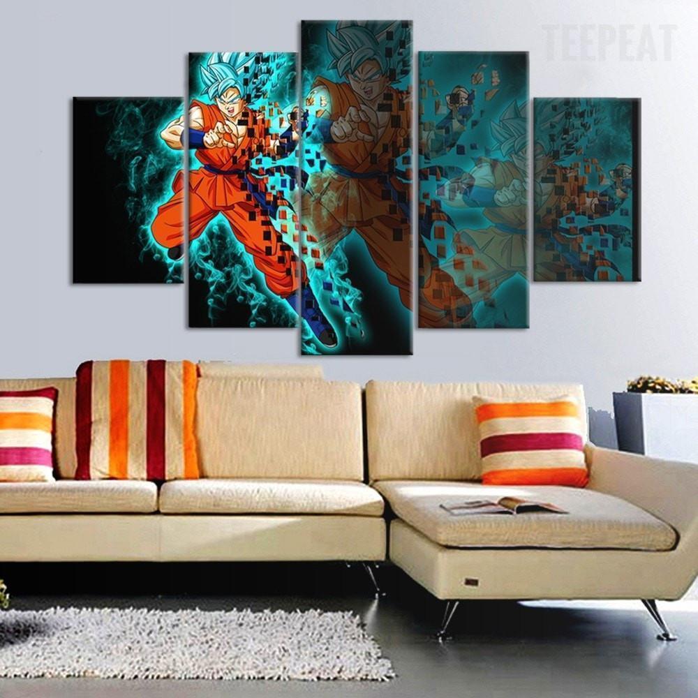Goku Super Saiyan God Anime Canvas Wall Art