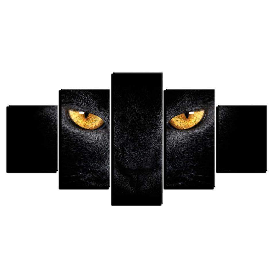 Golden Eyblack Cat Abstract Animal Canvas Wall Art