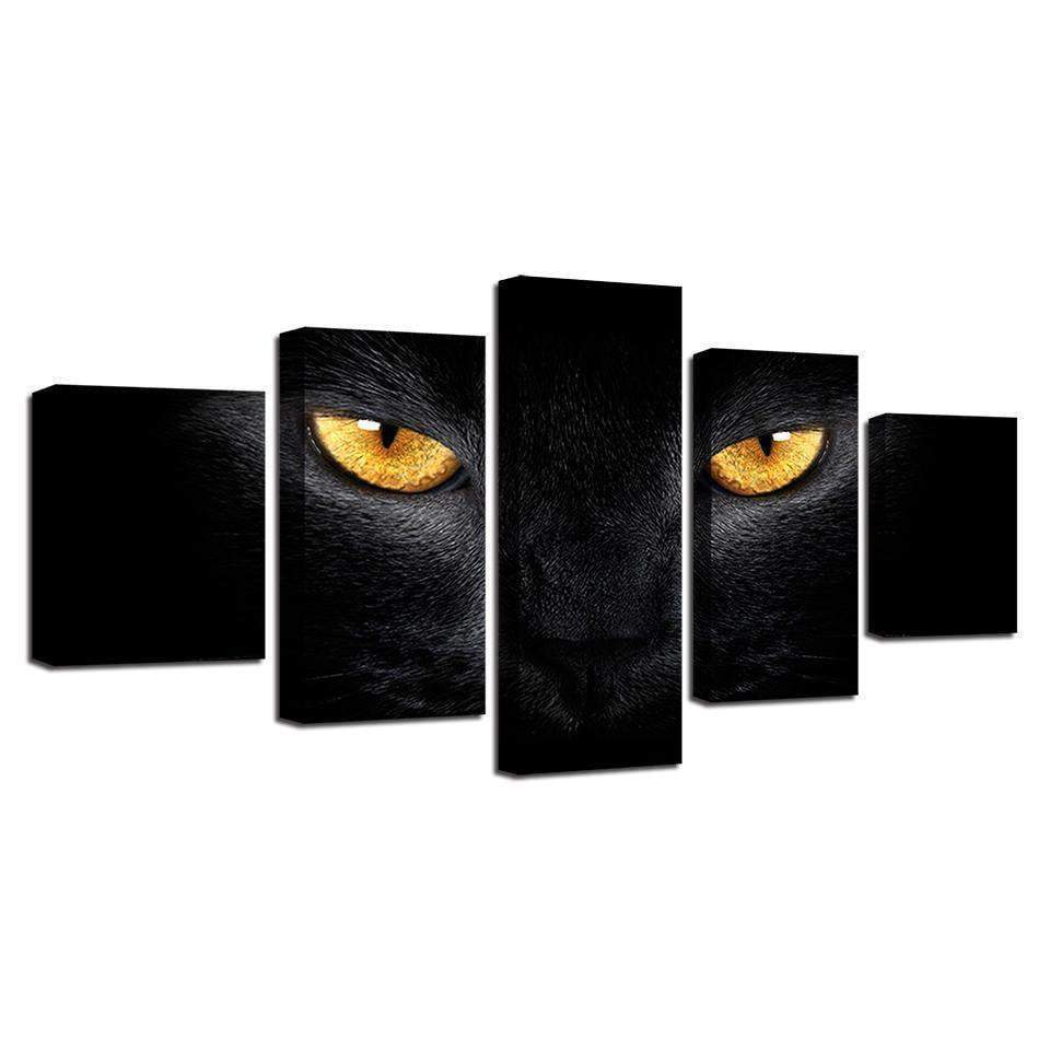 Golden Eyblack Cat Abstract Animal Canvas Wall Art