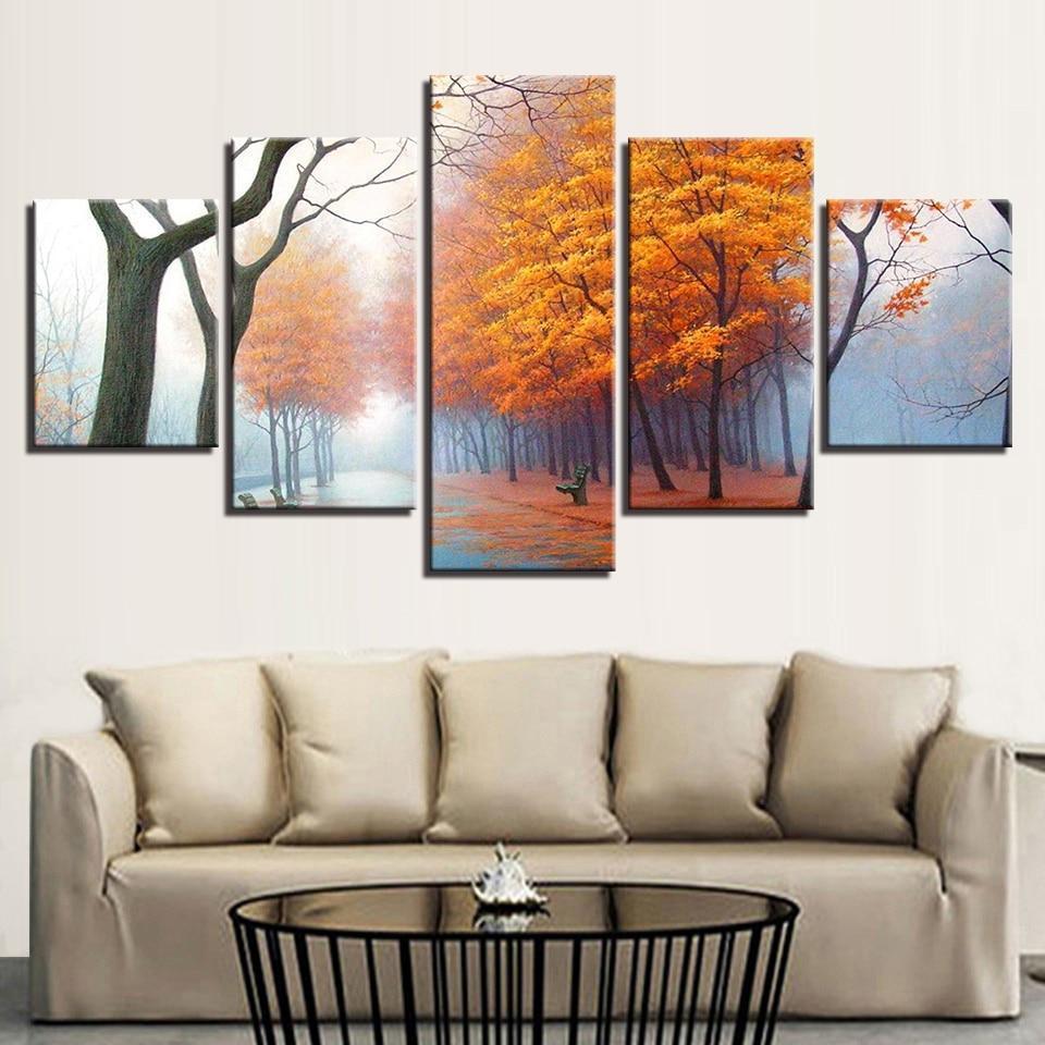 Golden Maple Tree Nature Canvas Wall Art