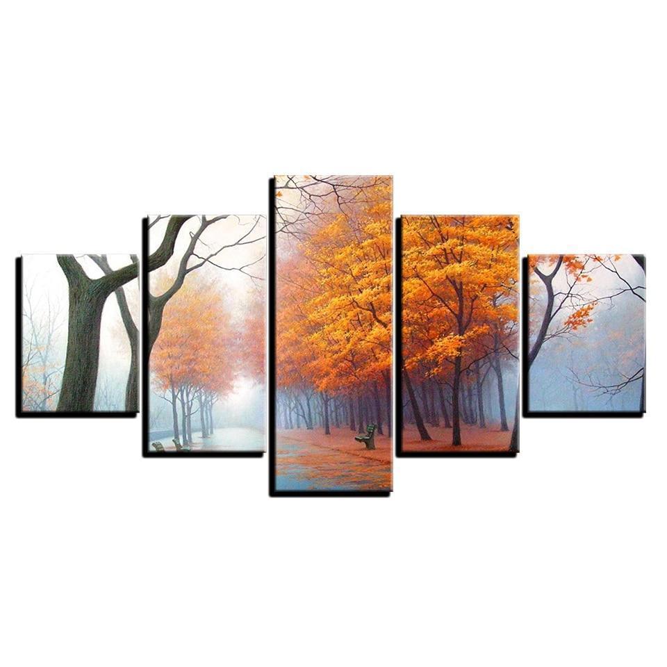 Golden Maple Tree Nature Canvas Wall Art