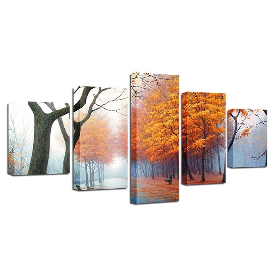 Golden Maple Tree Nature Canvas Wall Art