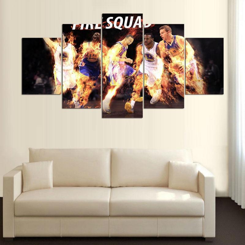 Golden State Warriors Fire Squad NBA Basketball Canvas Wall Art