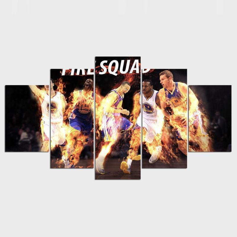 Golden State Warriors Fire Squad NBA Basketball Canvas Wall Art