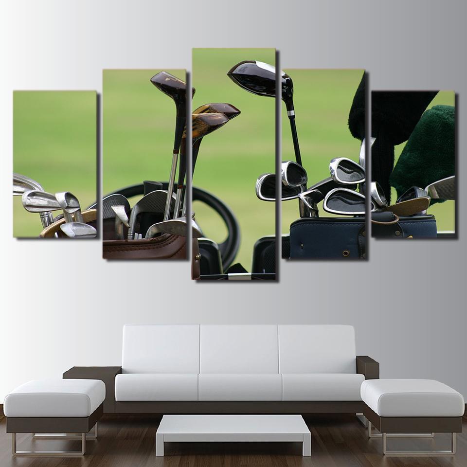 Golf Clubs At The Ready Sport Canvas Wall Art