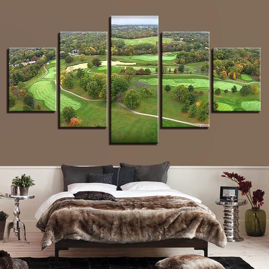 Golf Course Aerial View Nature Canvas Wall Art