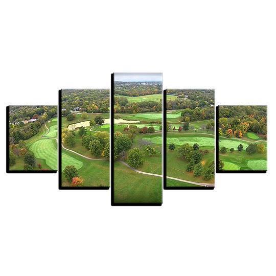 Golf Course Aerial View Nature Canvas Wall Art