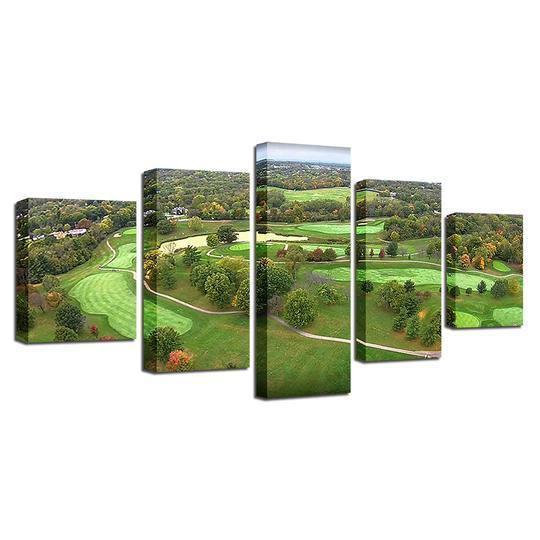 Golf Course Aerial View Nature Canvas Wall Art