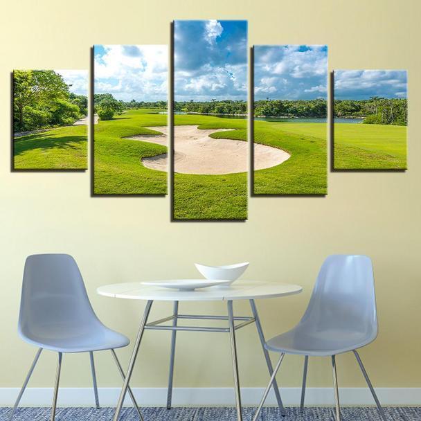 Golf Course Cloudy Nature Canvas Wall Art