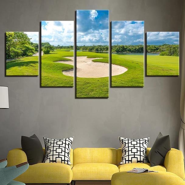 Golf Course Cloudy Nature Canvas Wall Art
