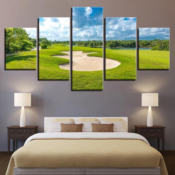 Golf Course Cloudy Nature Canvas Wall Art
