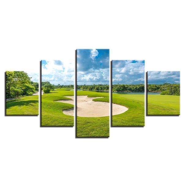 Golf Course Cloudy Nature Canvas Wall Art