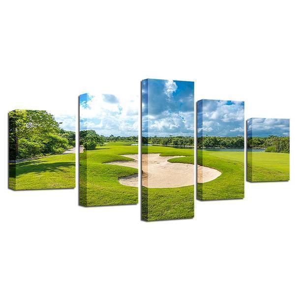 Golf Course Cloudy Nature Canvas Wall Art