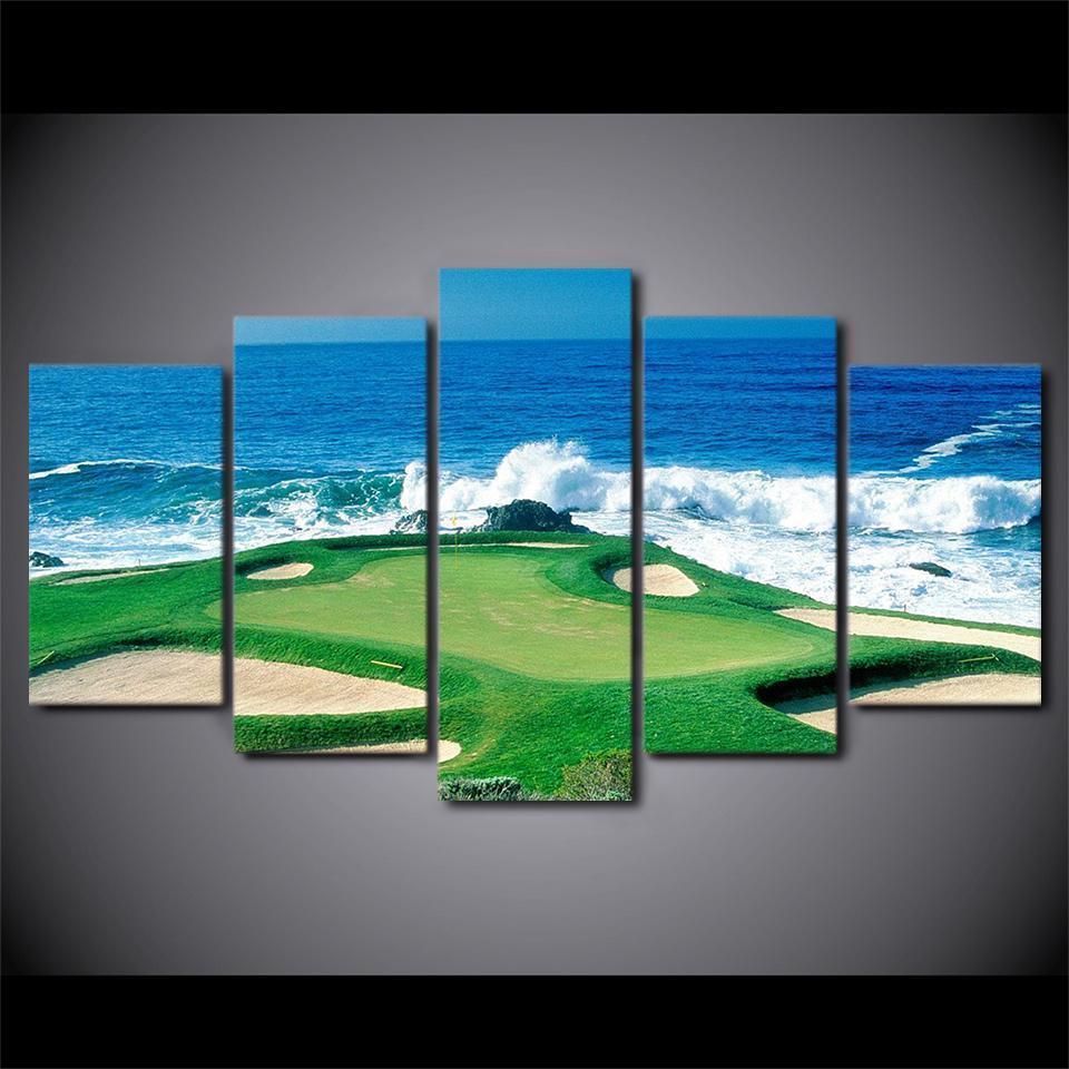 Golf Course On The Coast Landscape Canvas Wall Art