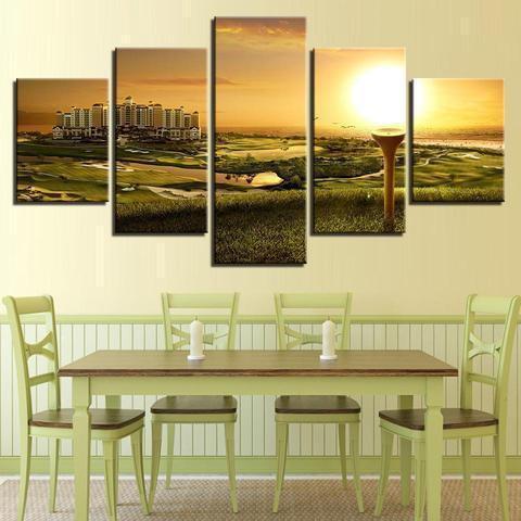 Golf Course Sunset Nature Canvas Wall Art