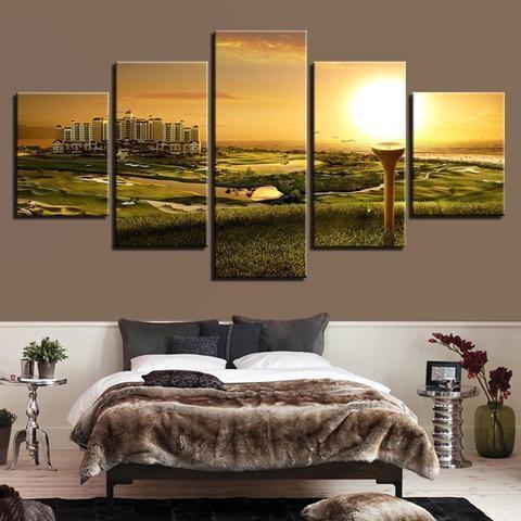 Golf Course Sunset Nature Canvas Wall Art