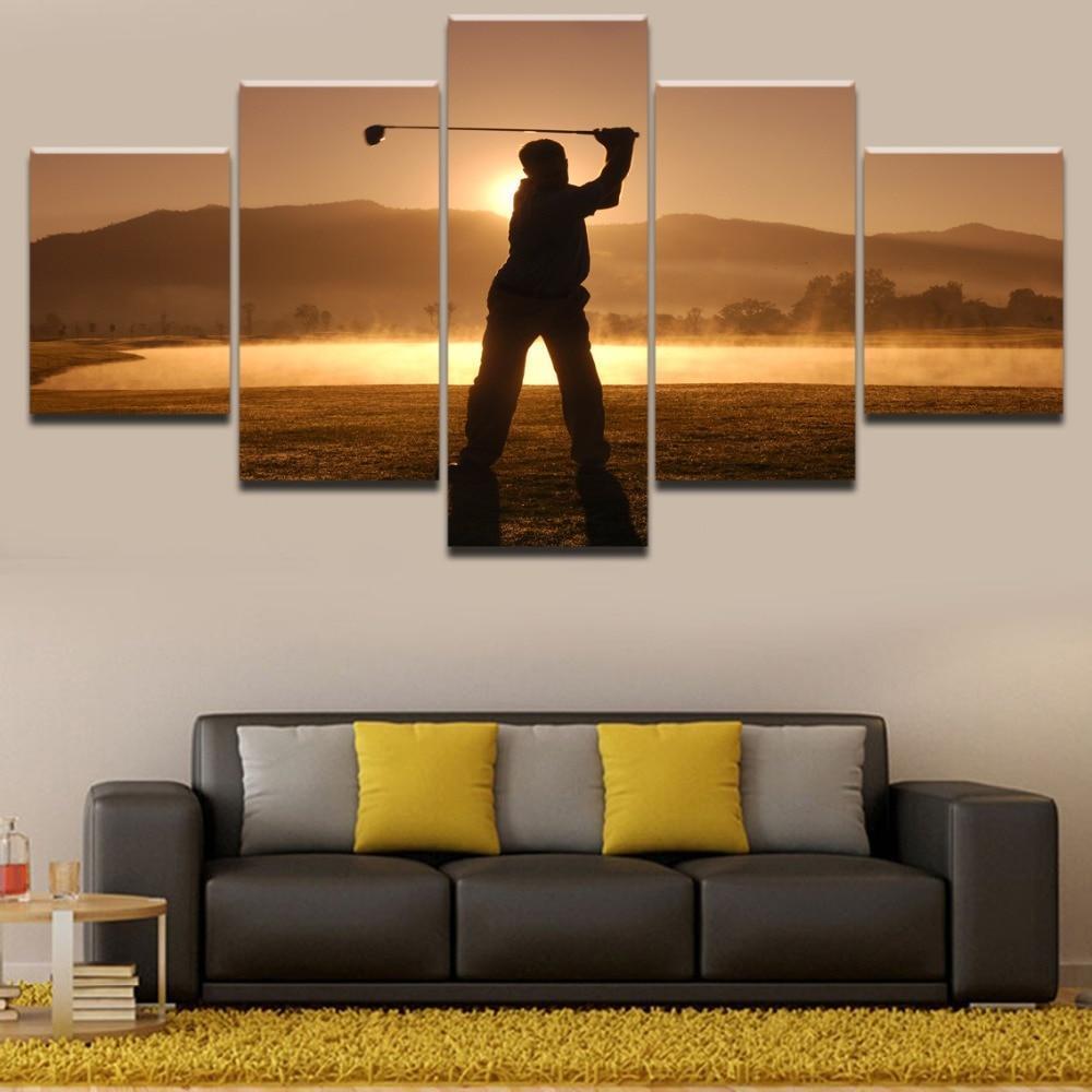 Golf In The Sunset Sport Canvas Wall Art