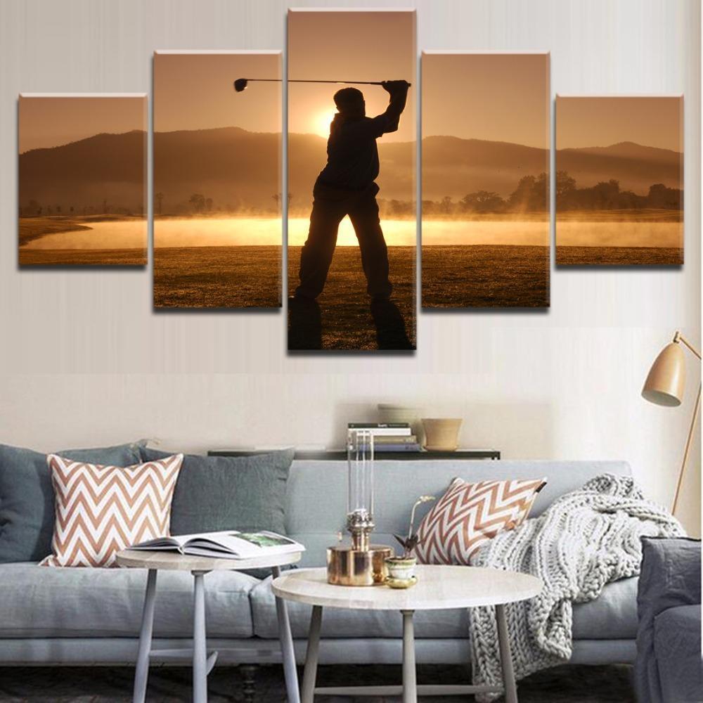 Golf In The Sunset Sport Canvas Wall Art