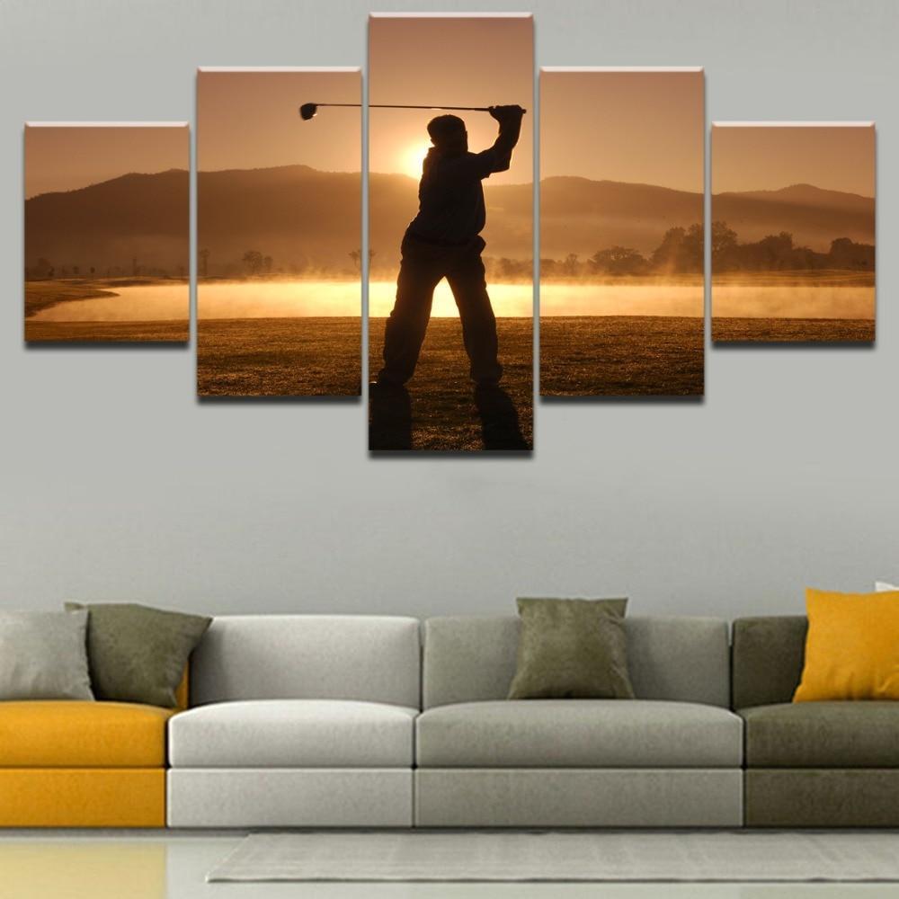 Golf In The Sunset Sport Canvas Wall Art