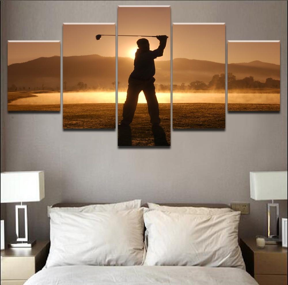 Golf In The Sunset Sport Canvas Wall Art