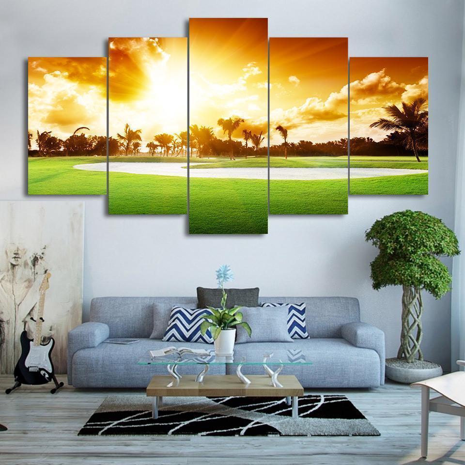 Golfing In Hawaii Sport Canvas Wall Art