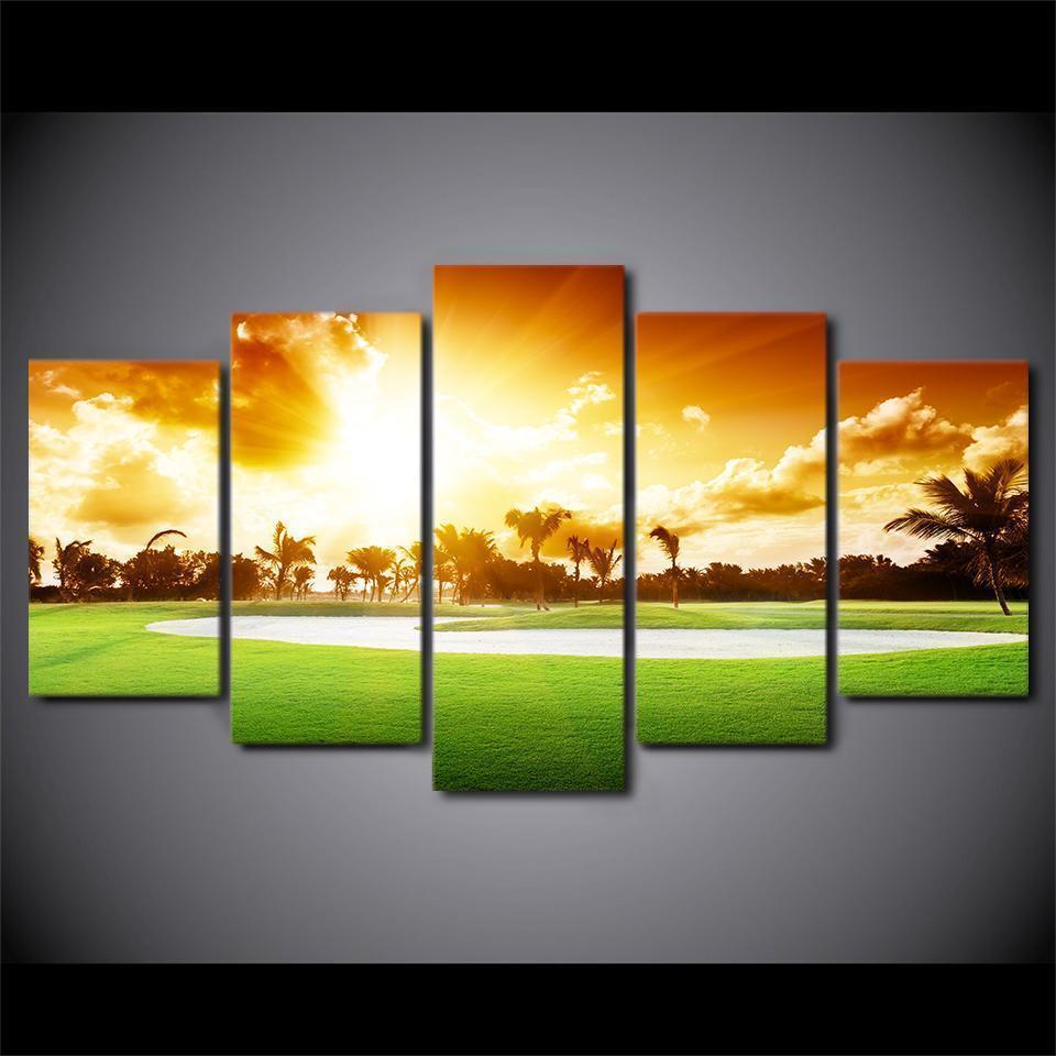 Golfing In Hawaii Sport Canvas Wall Art