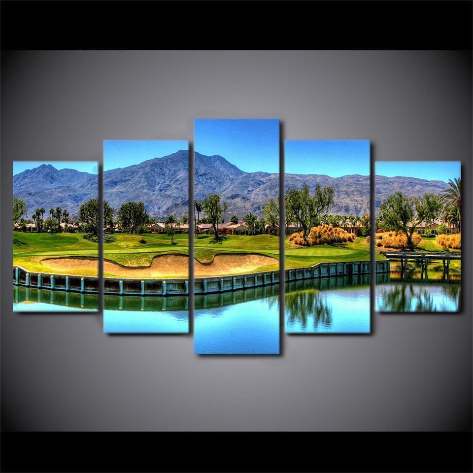 Golfing In The Desert Sport Canvas Wall Art