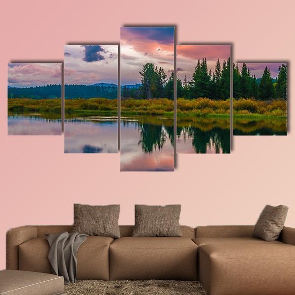 Gorgeous Sunrise Reflection In Nature Canvas Wall Art