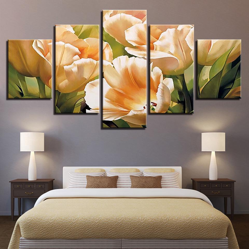 Graceful Champagne Tulips Flower Abstract Nature Canvas Wall Art