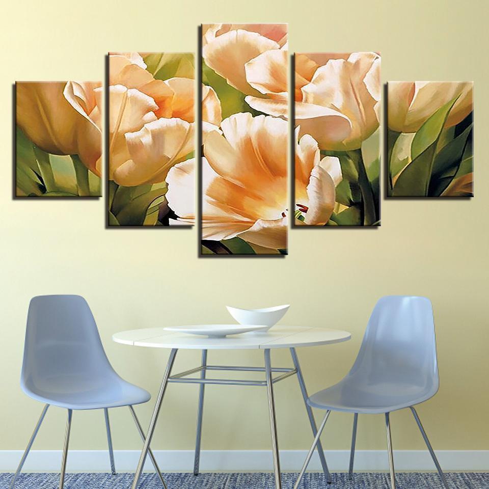 Graceful Champagne Tulips Flower Abstract Nature Canvas Wall Art